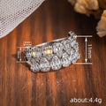 Three Row Rectangular Clear Stone Ring Metal Jewelry Design view 4