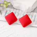 Colorful Matte Chunky Square Geometric Stud Earrings view 6