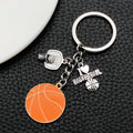 Orange Basketball Enamel Keychain with Hoop and Letter Charms view 3