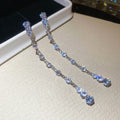 Long Crystal Drop Earrings with Graduated Teardrop Strands view 7
