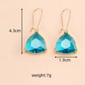 Rounded Triangle Faceted Glass Dangle Earrings Gold Hooks 8 Colors view 2