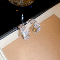 Crystal Crescent Hoop Earrings in Gold and Silver Tones view 7