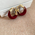 Flocked Crescent Hoop Earrings In Four Patterns Matching Jewelry Pair view 7