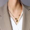 Yes Smiley Disc Hexagon Tag Mixed Link Necklace Gold Steel view 2