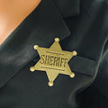 Antique Brass Six Point Star Sheriff Badge Brooch Pin view 4