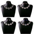 Silver Teardrop Crystal Necklace Earring Sets Four Colors view 1