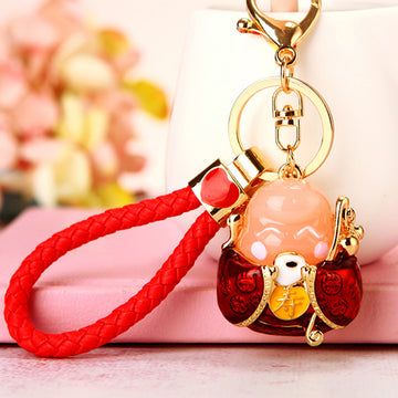 Braided Longevity and Wealth Deity Keychains in Seven Designs