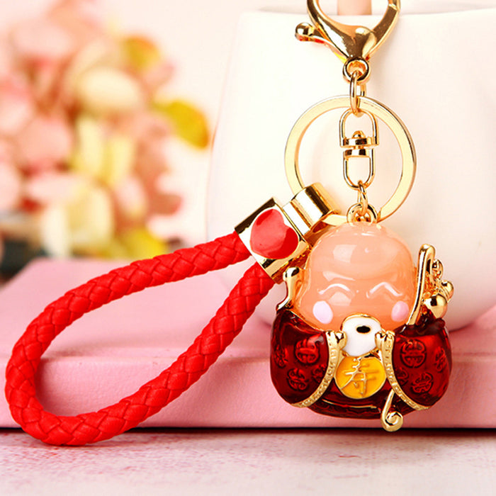 Braided Longevity and Wealth Deity Keychains in Seven Designs