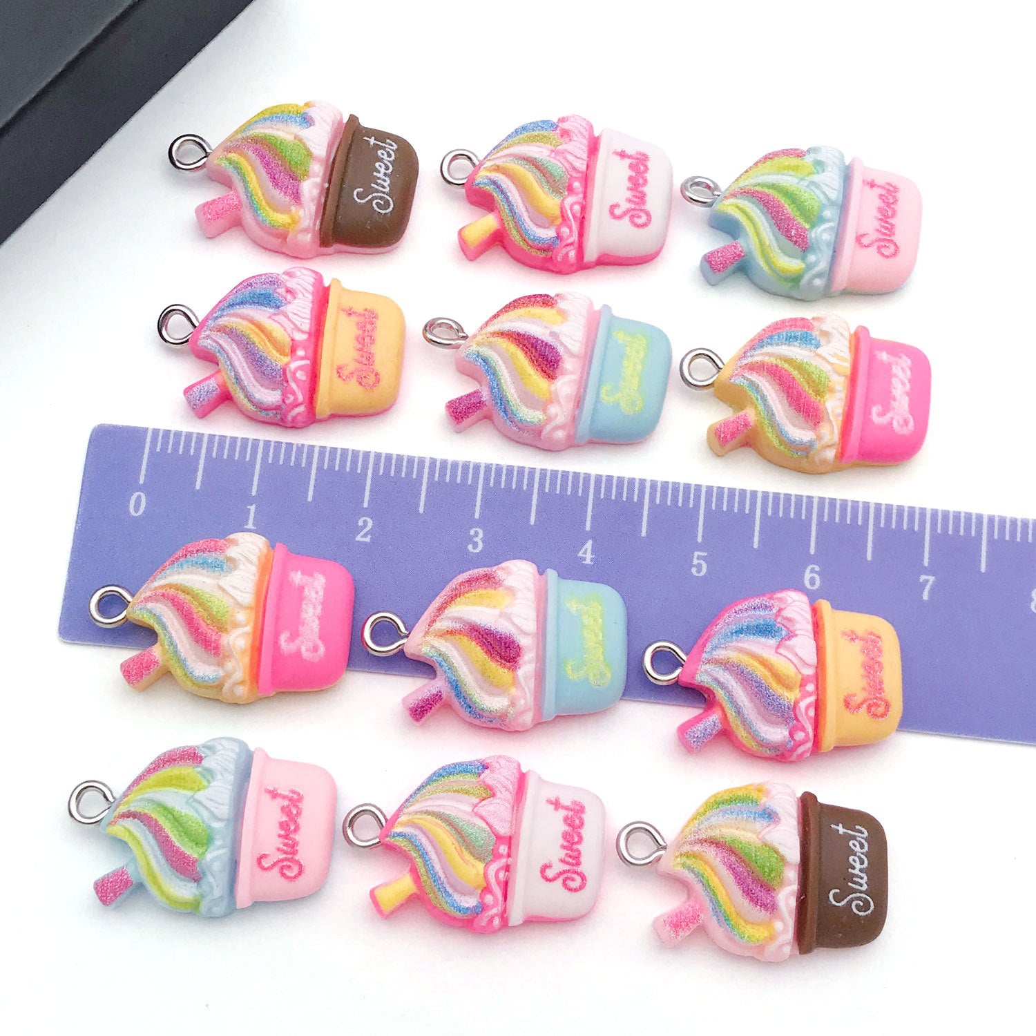 Resin Cartoon Milkshake Cake Ice Cream Charm Pendant for DIY Necklace Bracelet Earrings