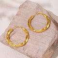 Twisted C Shape Hoop Earrings Gold Steel Three Styles view 3