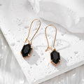 Hexagon Geometric Crystal Dangle Earrings Gold Hooks 5 Colors view 8