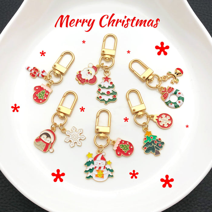 Seven Christmas Character Metal Clasp Keychain Designs