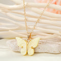 Gold Tone Acrylic Butterfly Pendant Necklaces in Eight Colors view 3