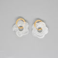 Gold Tone Resin Flower Hoop Earrings in Fifteen Translucent Colors view 4