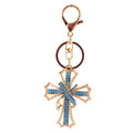 Rhinestone Cross Ribbon Keychain With Split Ring And Lobster Clasp view 5