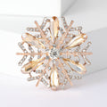 Snowflake Crystal Rhinestone Brooch Green Coffee Grey Black Pin view 7