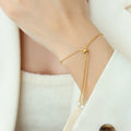 Gold Adjustable Faux Pearl Drop Lariat Necklace Slider Bracelet view 6