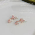 Rose Gold Crystal Dual Butterfly Jacket Stud Earrings view 4