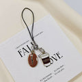 Coffee Bean and Cup Black Phone Strap Charm with Metal Tags view 3