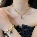 Nugget Bead Toggle Necklace And Bracelet With Pendant view 4