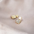 Purple Square Crystal Look Cluster Small Stud Earrings view 4