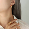 Gold Multicolor And Clear Pave Zircon U Hoop Earrings view 1