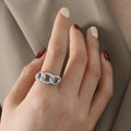 Gold Steel Open Chain Link Cuff Ring Size 7 Non Adjustable view 7