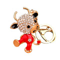 Jeweled Zodiac Cow Keychains in Pink and Red Pictured Colors view 5