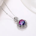 Silver Tone Floral Halo Multicolor Crystal Necklaces view 7
