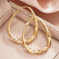 Brass Gold-Tone Twisted Teardrop Hoop Earrings in Three Sizes view 2