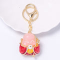 Chinese Wealth God Keychain Pink Head Red Enamel Gold view 3