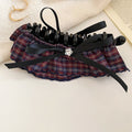 Plaid Fabric Bow Black Claw Hair Clips in Two Colors view 6