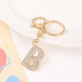 Gold Rhinestone Initial Letter Keychain A-Z Alphabet 26 Options view 3