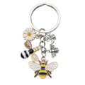 Bee Daisy and Honeycomb Silver Tone Metal Keychain view 5
