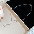 Bow And Pearl Drop Silver Tone Necklace In Three Colors view 8