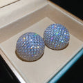 Oversized Silver Crystal Dome Stud Earrings Statement Jewelry view 6