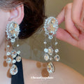 Oval Crystal Chandelier Clip Earrings in Polished Statement Design view 1