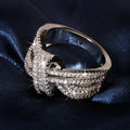 Baguette Bow Knot Wide Ring In Polished Silver Tone view 3