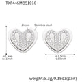 Double Layer Heart Zircon Stainless Steel Earrings Necklace Ring view 8