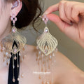 Filigree Fan Beaded Tassel Earrings in Polished Statement Design view 3