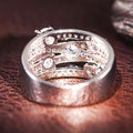 Silver Tone Multi Band Cross CZ Statement Cocktail Ring view 3