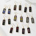 Black Rectangular Pressed Flower Drop Earrings in Eight Designs view 1