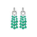 Green Crystal Look Leaf Cascade Long Stud Earrings view 5