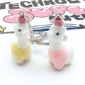 Flocked White Alpaca Llama Keychains Metal Rings 6 Styles view 3