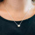 White Metal Oval Faux Opal Prong Pendant Chain Necklace view 3