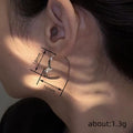 Silver Open Heart Hoop Earrings Polished Metal Finish view 4