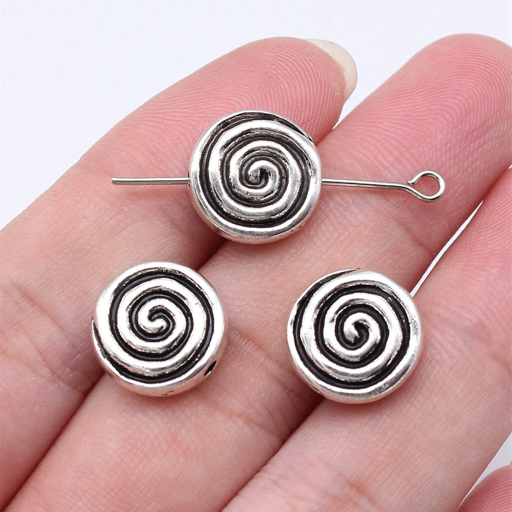 13x13mm 2.6g Antique Silver Zinc Alloy Swirl Spacer Beads for Bracelet Necklace Jewelry Making