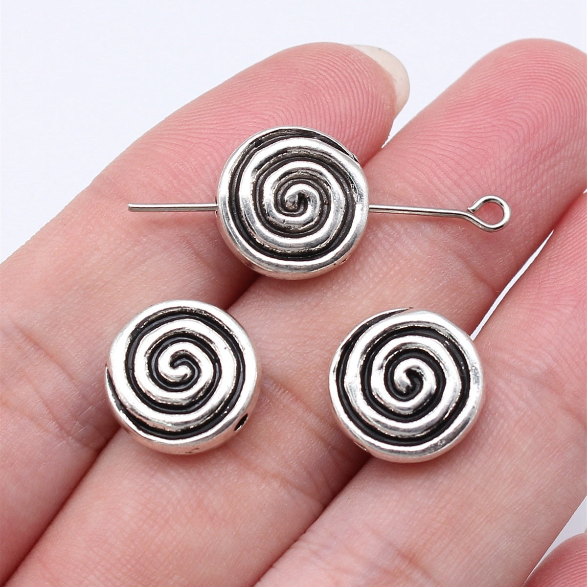 13x13mm 2.6g Antique Silver Zinc Alloy Swirl Spacer Beads for Bracelet Necklace Jewelry Making