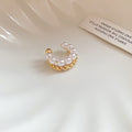 Double Row Pearl Like Bead Cuff Clip On Earrings Statement Jewelry Pair view 6