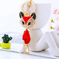 Jeweled Fox Drop Keychains in Red and Clear plus Assorted Color Option view 2